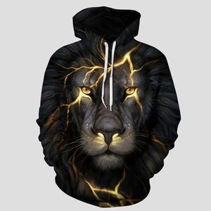Men’s Striking Lion Drawstring Hoodie